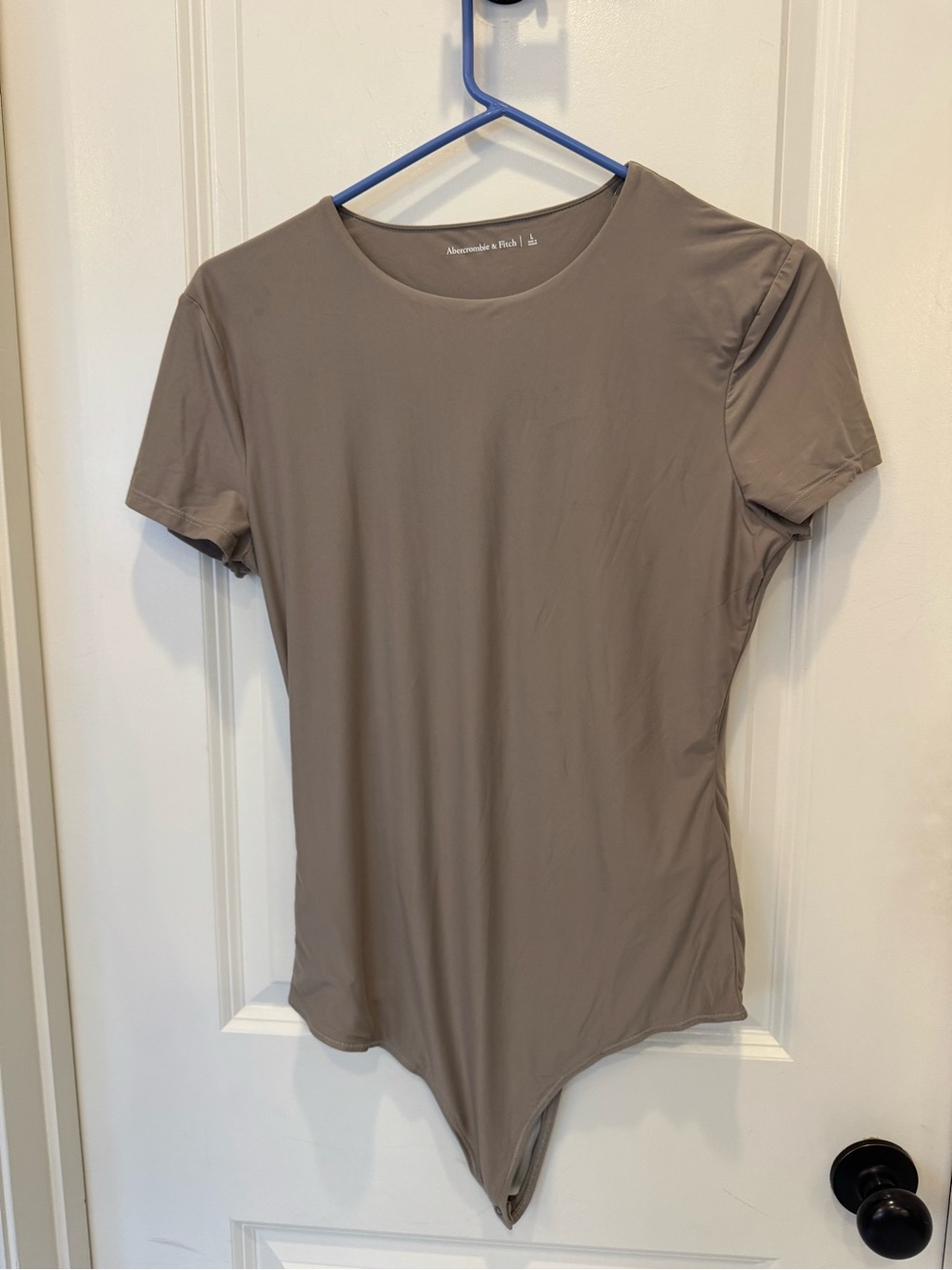 Abercrombie & Fitch Taupe Short-Sleeve Scoop Neck Bodysuit